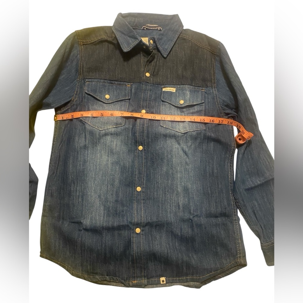 Lucky Brand, Denim Button Down Shirt, Two Tone Denim, Long Sleeve, Large… - Picture 4 of 15